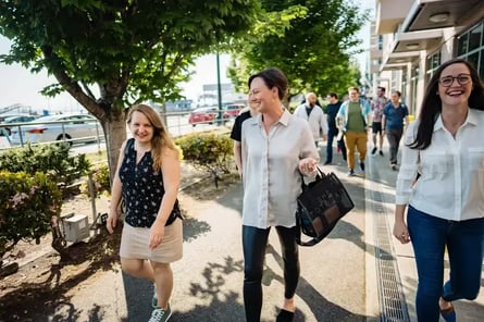 3 members of the Giftbit team walking together in Seattle