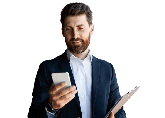 Businessman receiving a digital corporate gift on his phone.