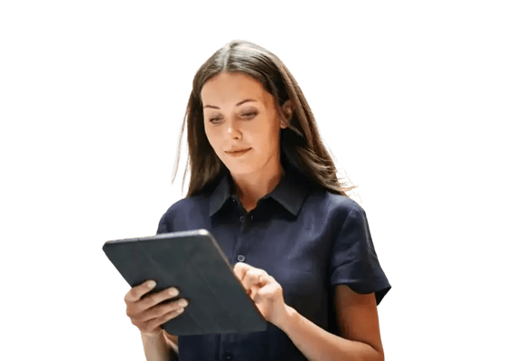 executive woman using tablet